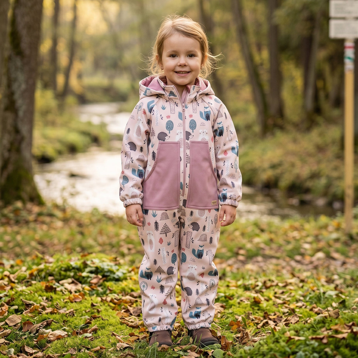 Monkey Mum® Kombinezon softshellowy z membraną – Dziennne zwierzątka - rozm. 98/104, 110/116