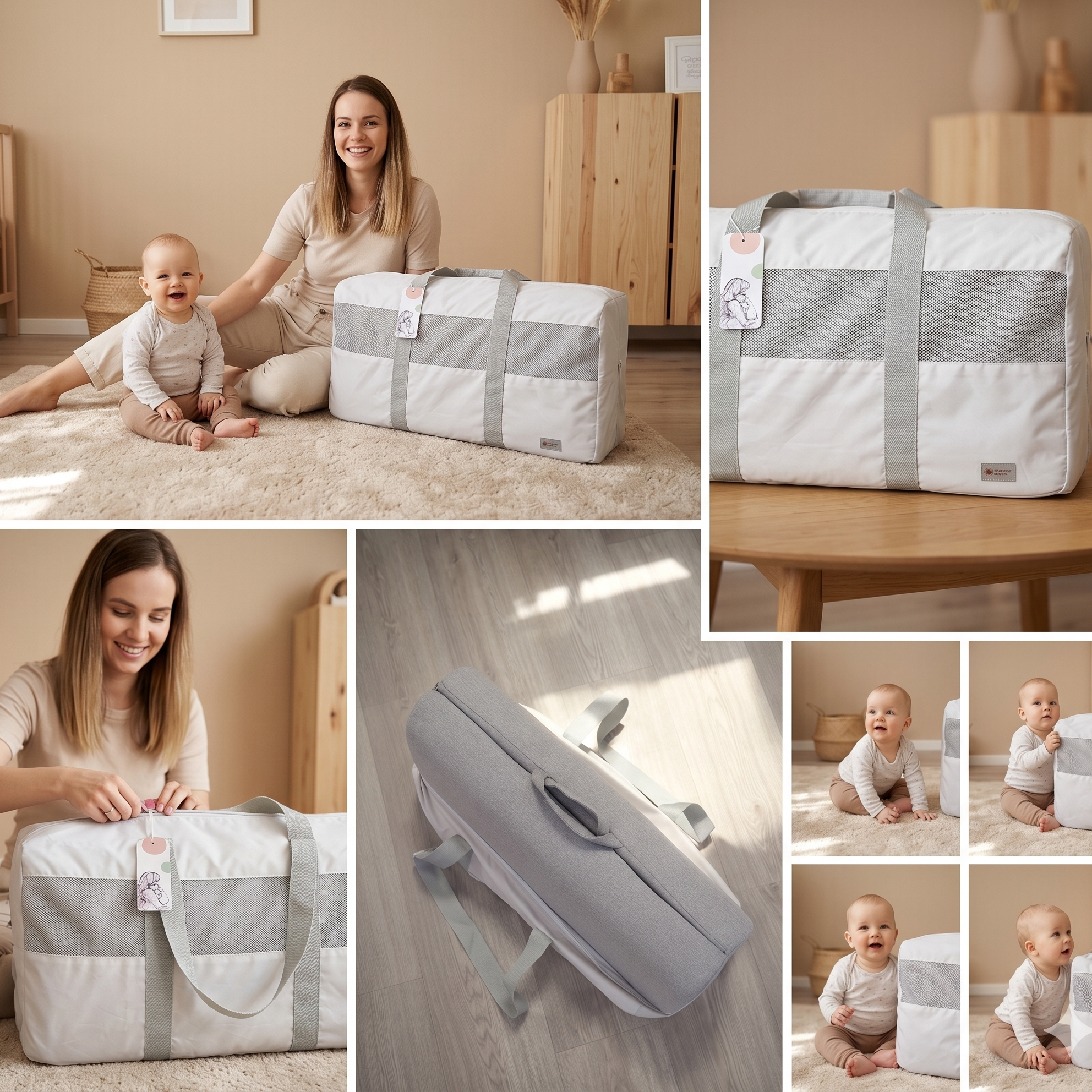 Torba podróżna Monkey Mum® na barierkę podróżną - jasnoszara