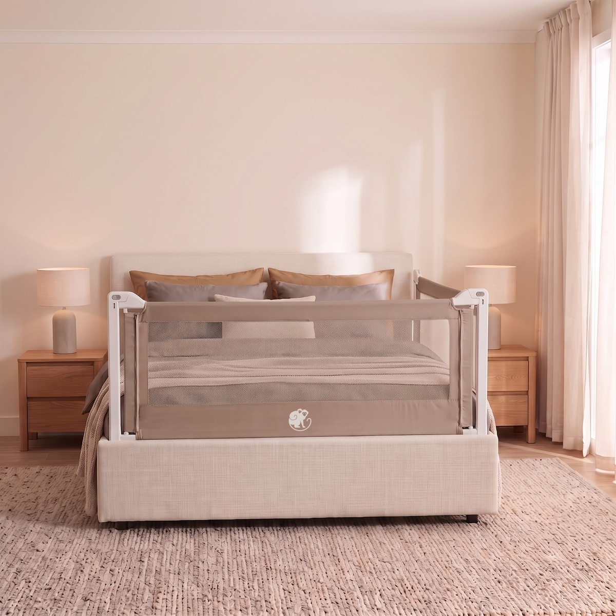 Pokrowiec na barierkę zabezpieczającą do łóżka Monkey Mum® Popular – Ciemnoszary