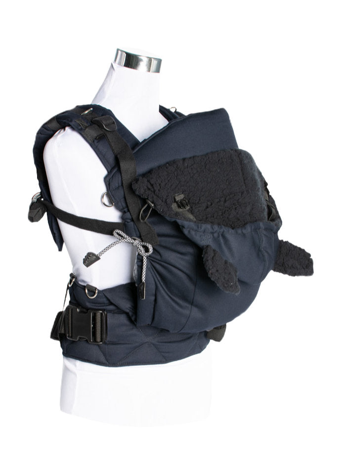 Monkey Mum® Ocieplany kaptur do nosidełka Carrie - Srebrny mrok