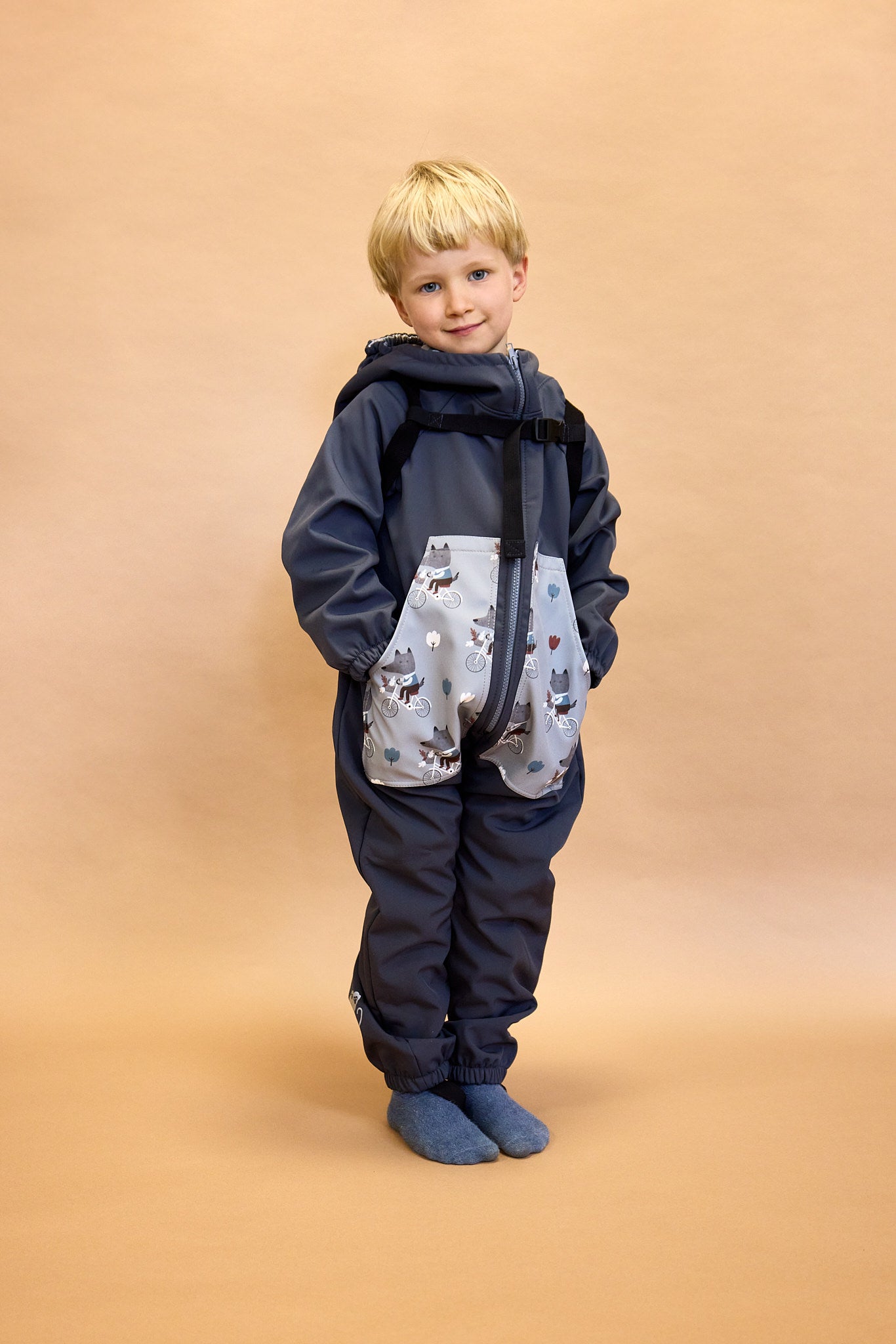 Monkey Mum® Kombinezon softshellowy z membraną – Nocne zwierzątka - roz. 98/104, 110/116