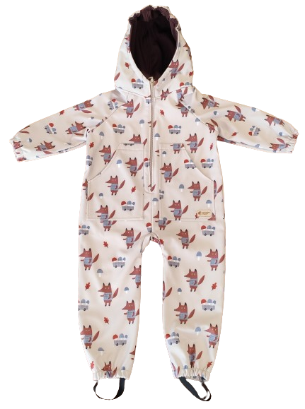 Monkey Mum® Softshellowy kombinezon z membraną – Liski na grzybach - rozm. 98/104, 110/116
