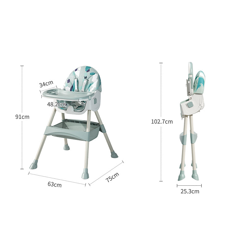 Dziecięce krzesełko do karmienia 2w1 Comfort - Zielony Ornament