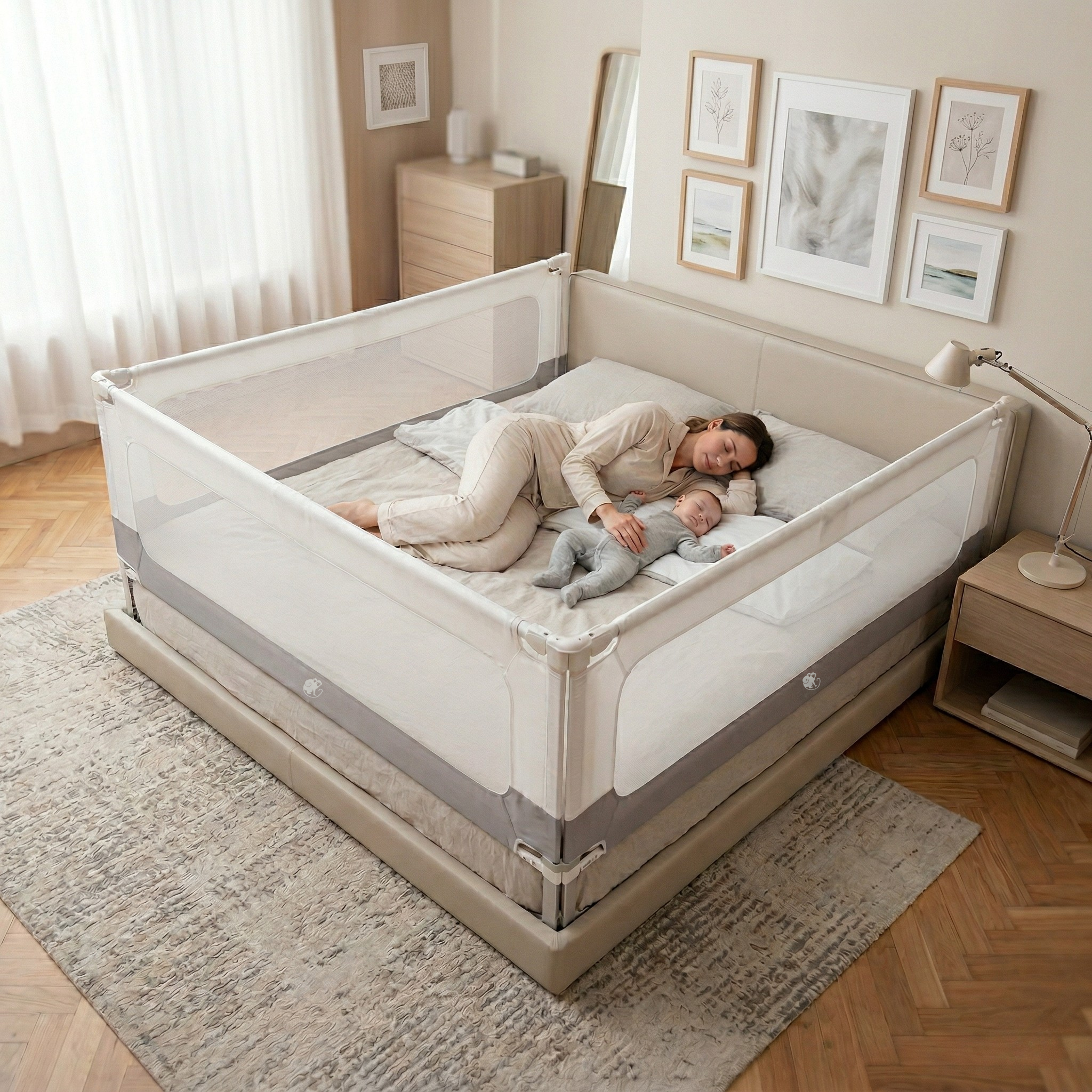 Barierka do łóżka i kojec Monkey Mum® 2w1 Smart