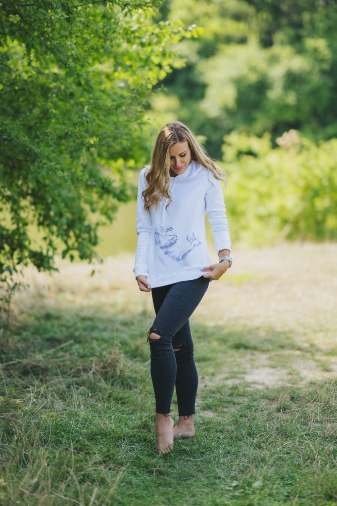 Bluza do karmienia Monkey Mum® biała - małpka, 2. jakość - rozm. XL