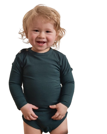 Body dziecięce z długim rękawem – butelkowa zieleń – rozmiar 62