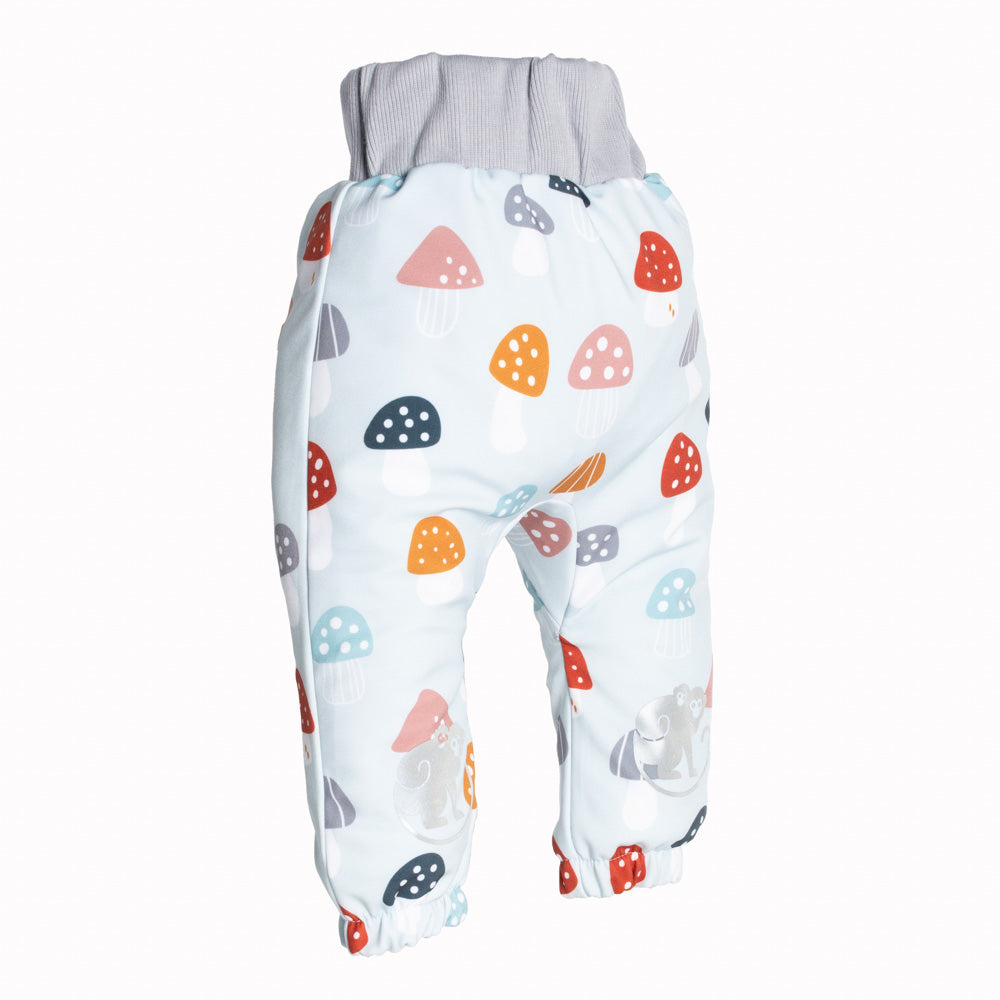 Dziecięce softshellowe spodnie z membraną Monkey Mum® - Kolorowe muchomory