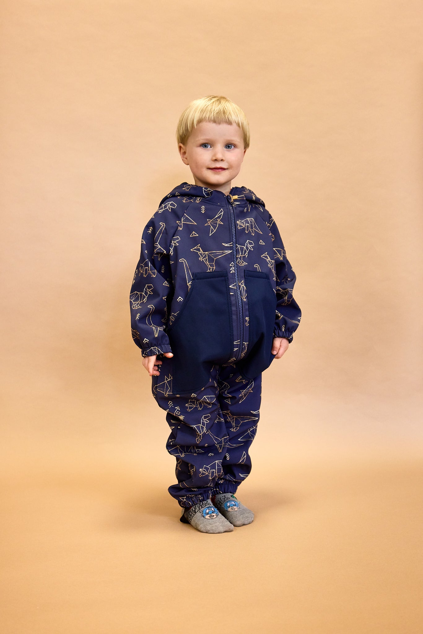Monkey Mum® Dziecięca zimowa softshellowa kombinezon z barankiem - Khaki myśliwy - rozm. 62/68, 74/80