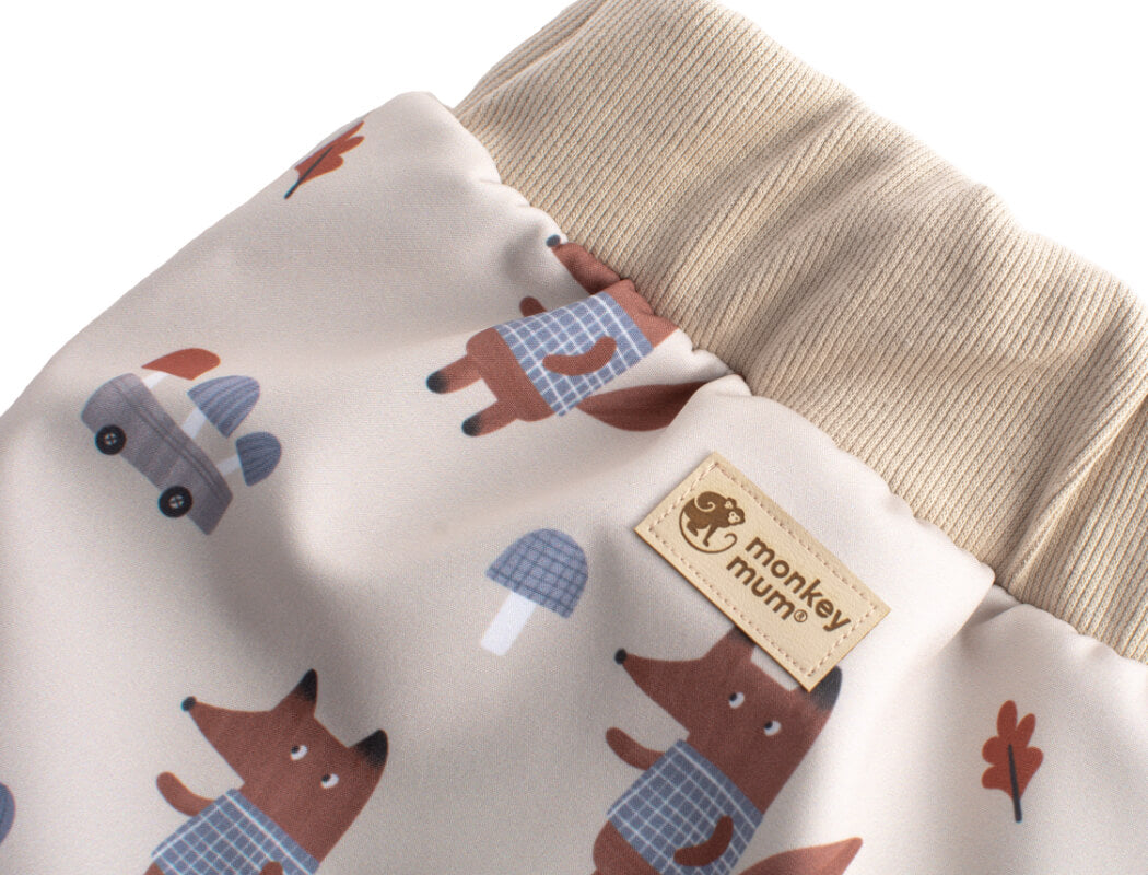 Dziecięce softshellowe spodnie z membraną Monkey Mum® - Lisy na grzybach