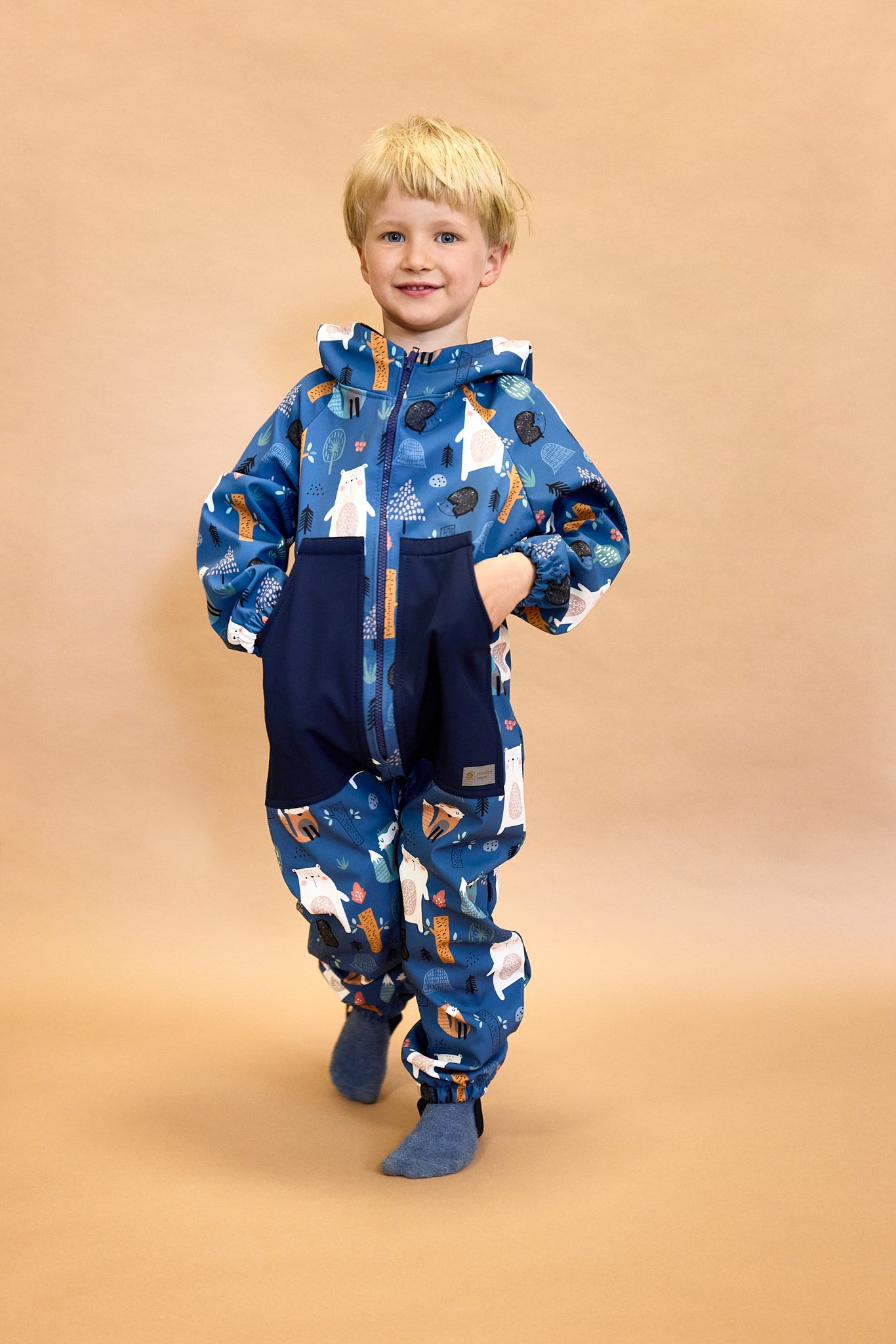 Monkey Mum® Dziecięcy zimowy kombinezon softshellowy z barankiem - Bajkowa dobranocka, 2. jakość - rozm. 62/68