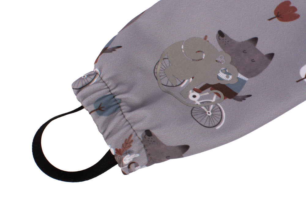 Dziecięce rosnące softshellowe spodnie z membraną Monkey Mum® - Wilki na rowerze