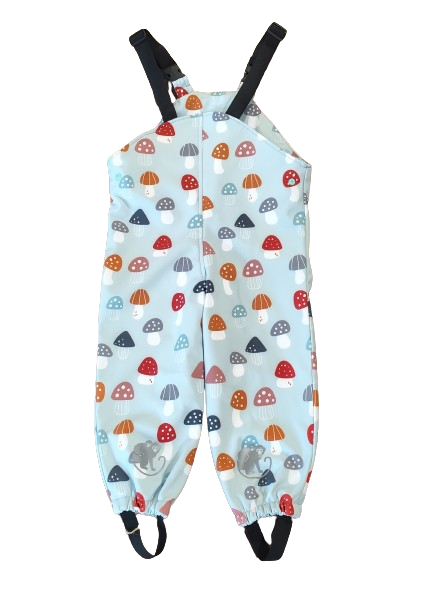 Monkey Mum® Softshellowe spodnie na szelkach z membraną - Kolorowe muchomory