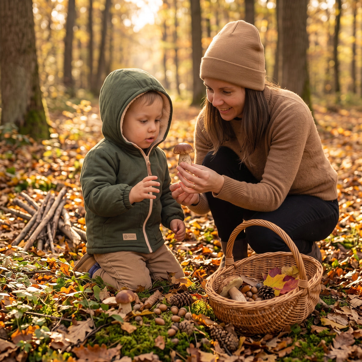 Dziecięca zimowa softshellowa kurtka z barankiem Monkey Mum® - Khaki myśliwy