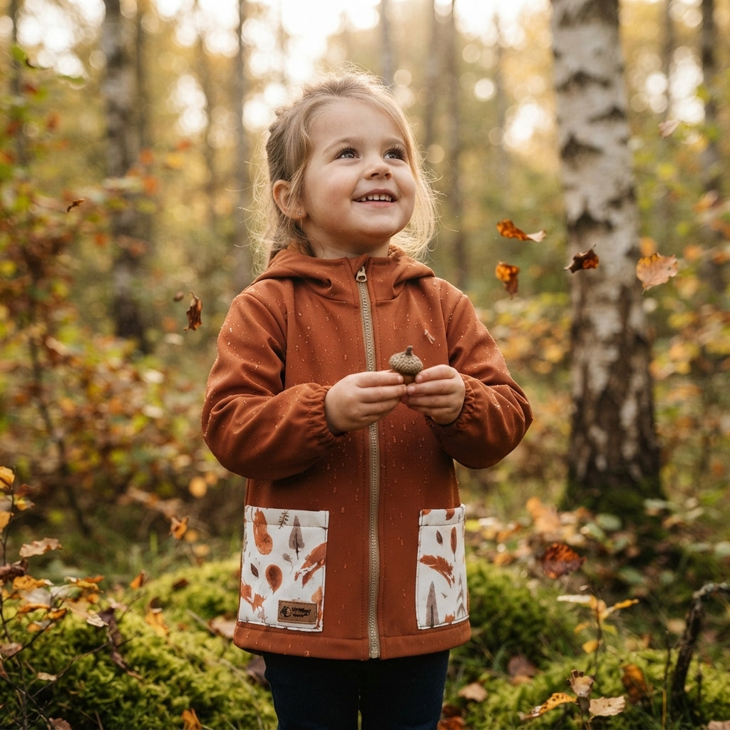 Dziecięca kurtka softshellowa z membraną Monkey Mum® - Jesienne liście