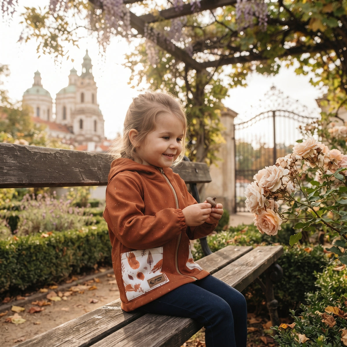 Dziecięca kurtka softshellowa z membraną Monkey Mum® - Jesienne liście