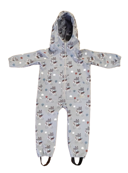 Monkey Mum® Kombinezon softshellowy z membraną – Wilki na rowerze - rozm. 98/104, 110/116
