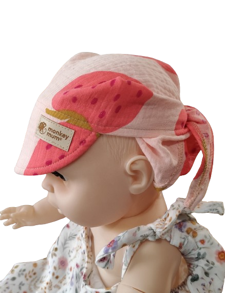 Muślinowa chustka z daszkiem Monkey Mum® - Truskawka