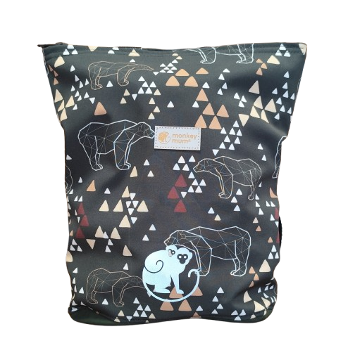 Dziecięcy softshellowy plecak Monkey Mum® - Niedźwiedź origami - Ciemnozielony